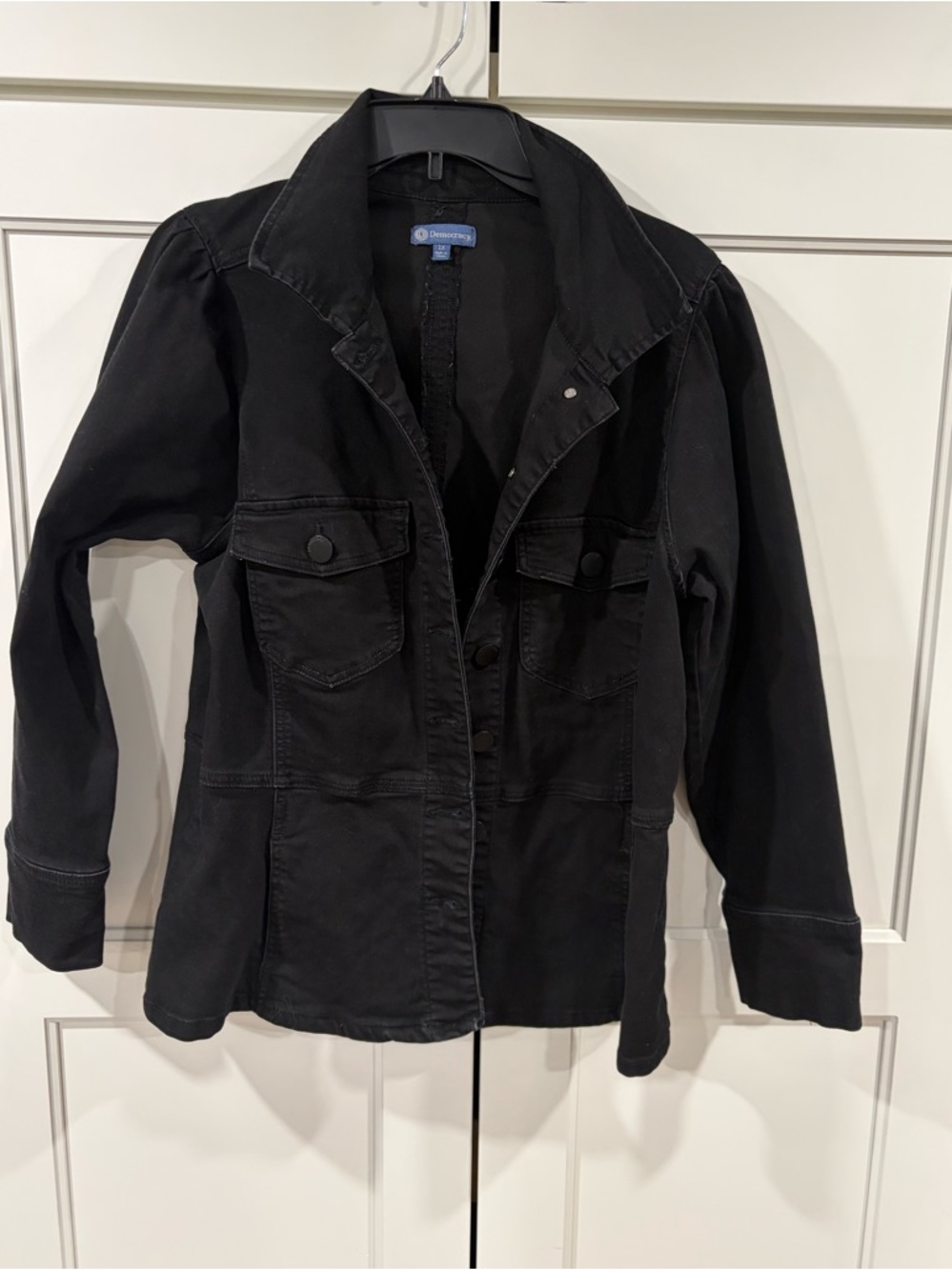 Open-Front Black Utility Jacket - Womens by Democracy size 1X